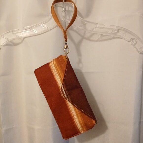 New Western Clutch Wristlet Wallet Brown Copper Coin Purse Zippy Envelope Pouch - Picture 6 of 6
